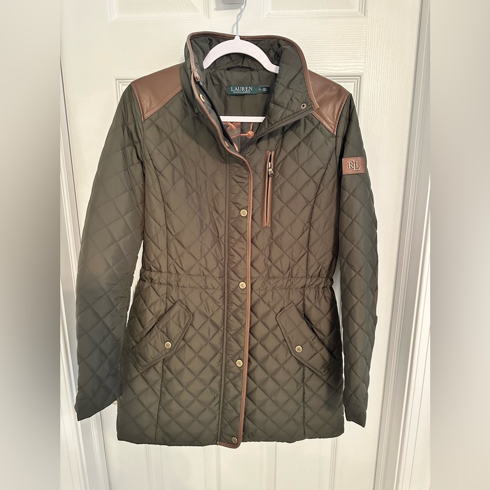 RALPH LAUREN Quilted Vegan Leather Contrast Coat Litchfield & Brown